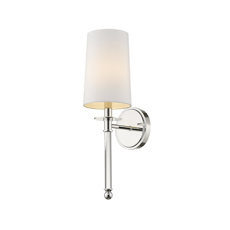 Z-Lite Mila 1 Light Wall Sconce, Polished Nickel & White 808-1S-PN
